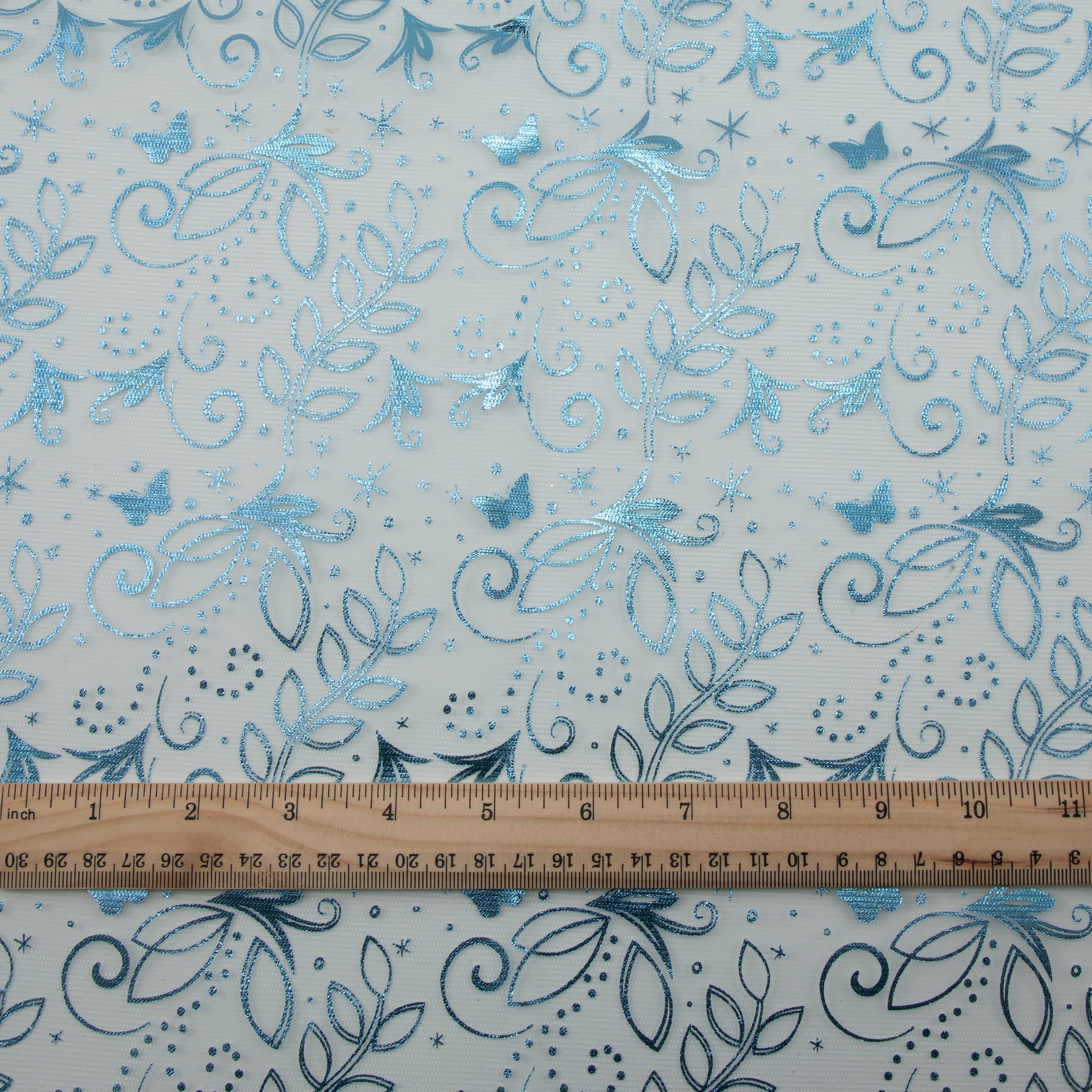 Wyla Light Blue Butterfly Mesh Polyester Fabric